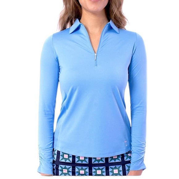 GOLFTINI Ladies Zone Performance Shirt Team 365 Quarter Zip Blue UPF 30+ XXL NWT - Picture 6 of 10